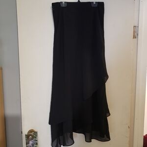 Vintage Elegant Black Layered Chiffon Skirt Sz 10 - Women